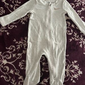 Nike Gray Ribbed Knit Footie One Piece